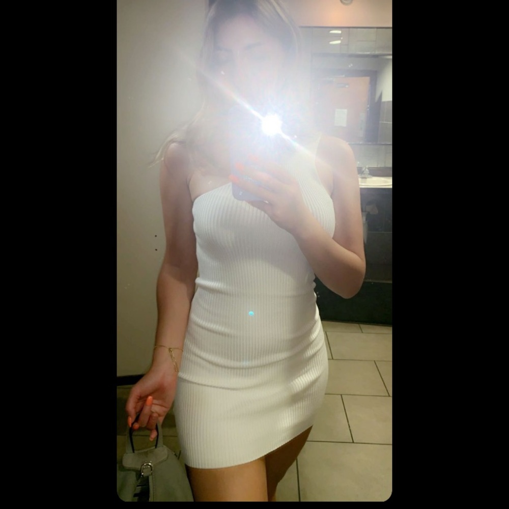 PrettyLittleThing White One-shoulder Dress